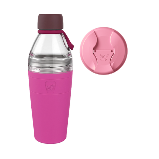 Commuter Bundle - L 22oz | Peony with Clear Bottle Lid